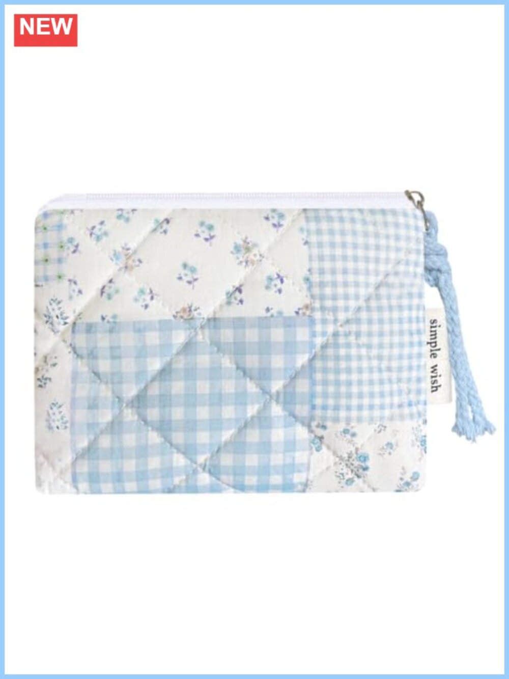 Cotton Quilted Floral Small Coin Pouch Zipper Purse for Women